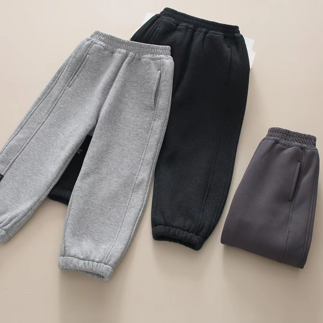 今贝旺儿童秋冬加绒卫裤保暖一体绒休闲裤 420567