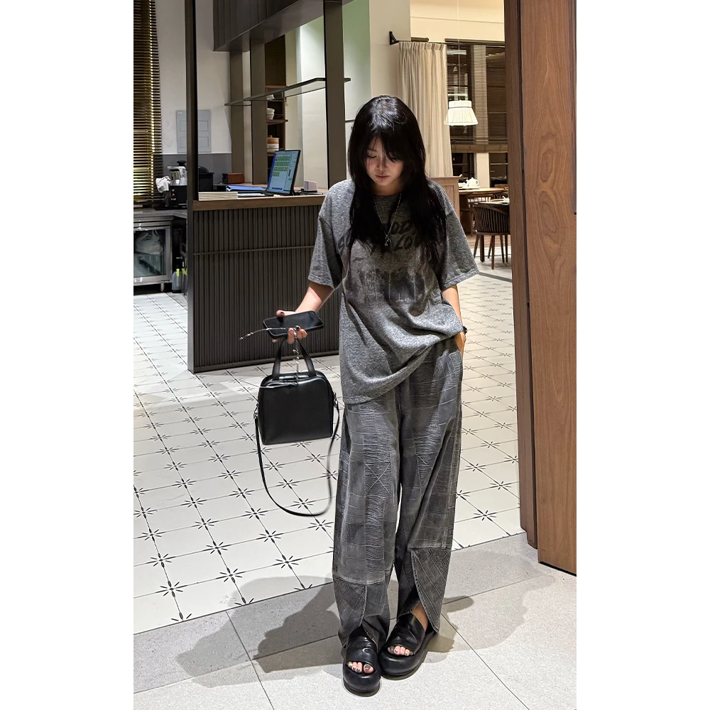 LA CALLA花纱雪花灰T恤 YY-M-5460