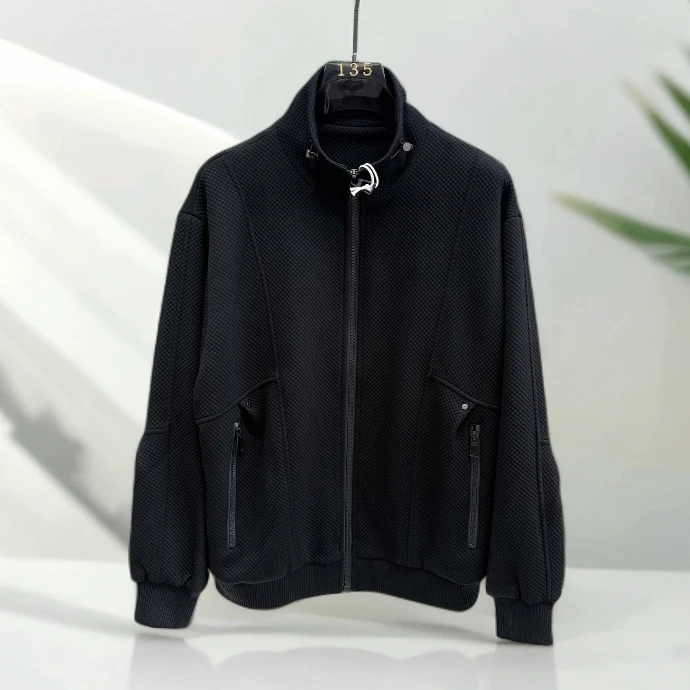 维斯克纳欧货潮牌轻奢立领休闲男士夹克秋季新款纯色百搭厚款外套