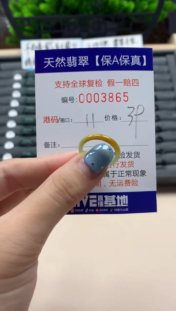 翡翠戒指未镶嵌天然003865