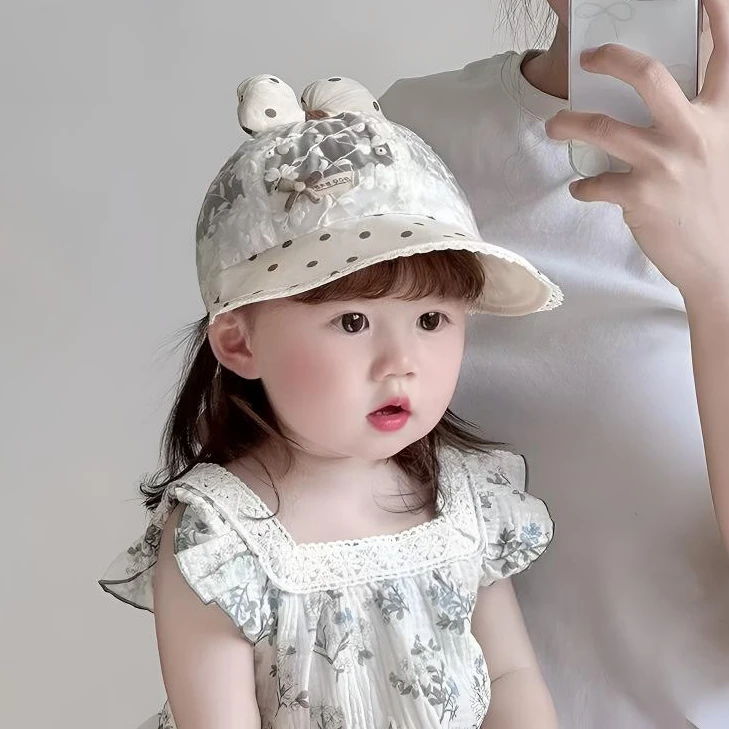 宝宝帽子春夏款蕾丝鸭舌帽婴幼儿大檐防晒帽韩版洋气遮阳帽公主帽