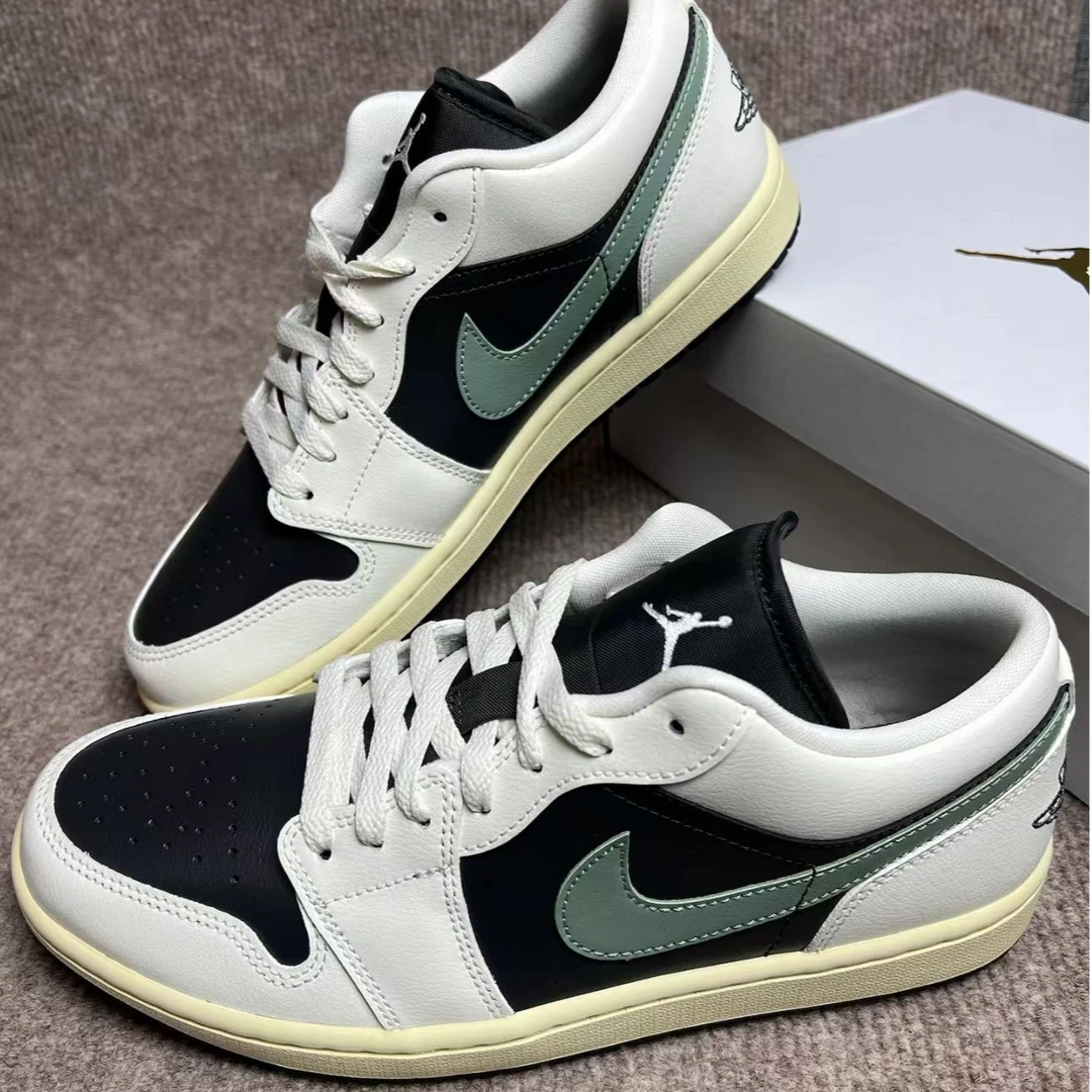 Air Jordan 1 Low AJ1男女款低帮复古黑绿色低帮休闲板鞋官方正品