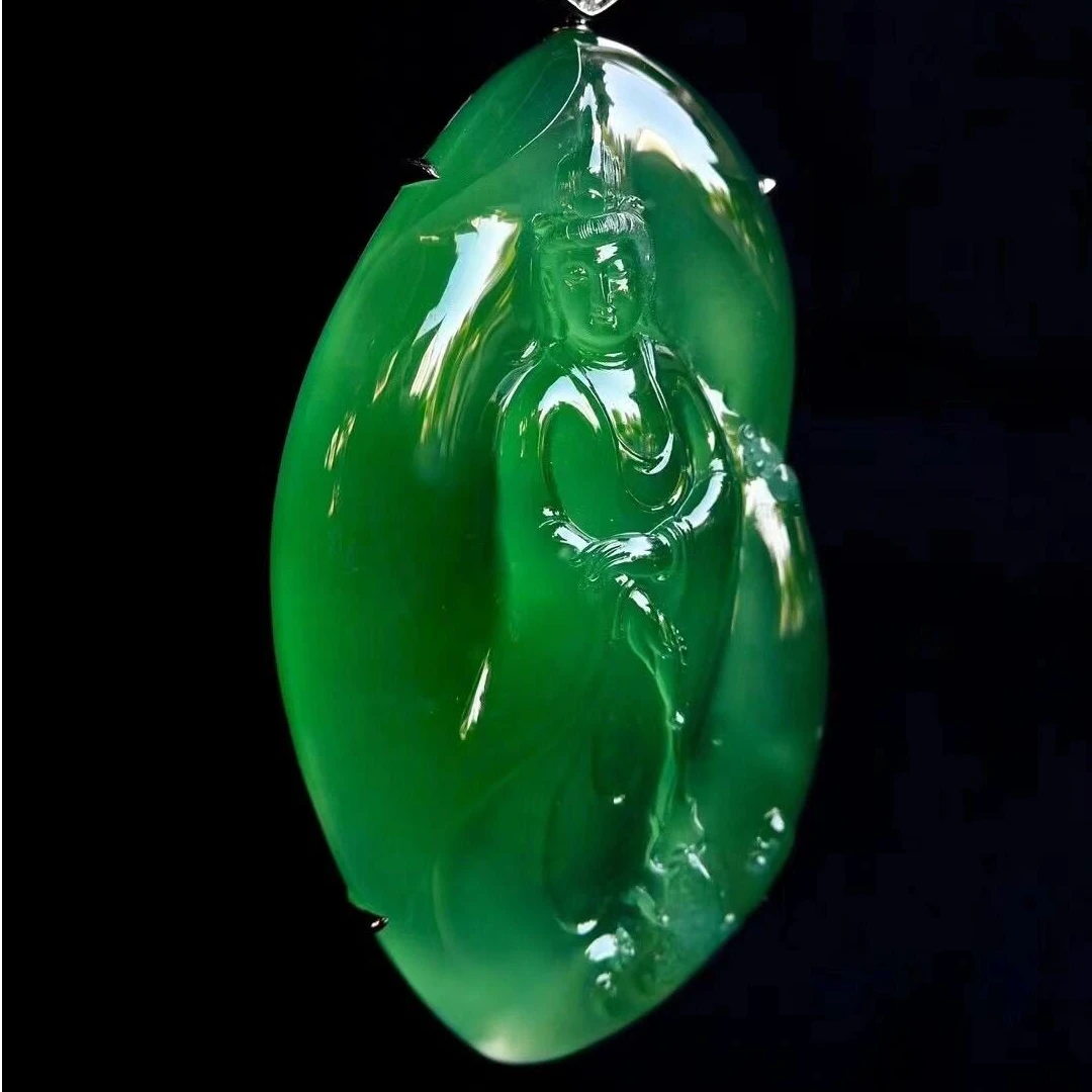 天然A货翡翠吊坠 客服咨询渠道勿拍气质时尚百搭绿色高冰精美