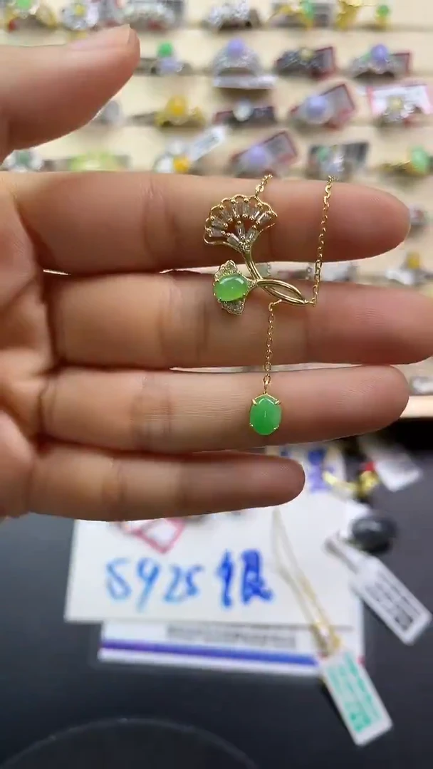 银S925镶嵌戒指翡翠翡翠 蛋面 银S925镶嵌