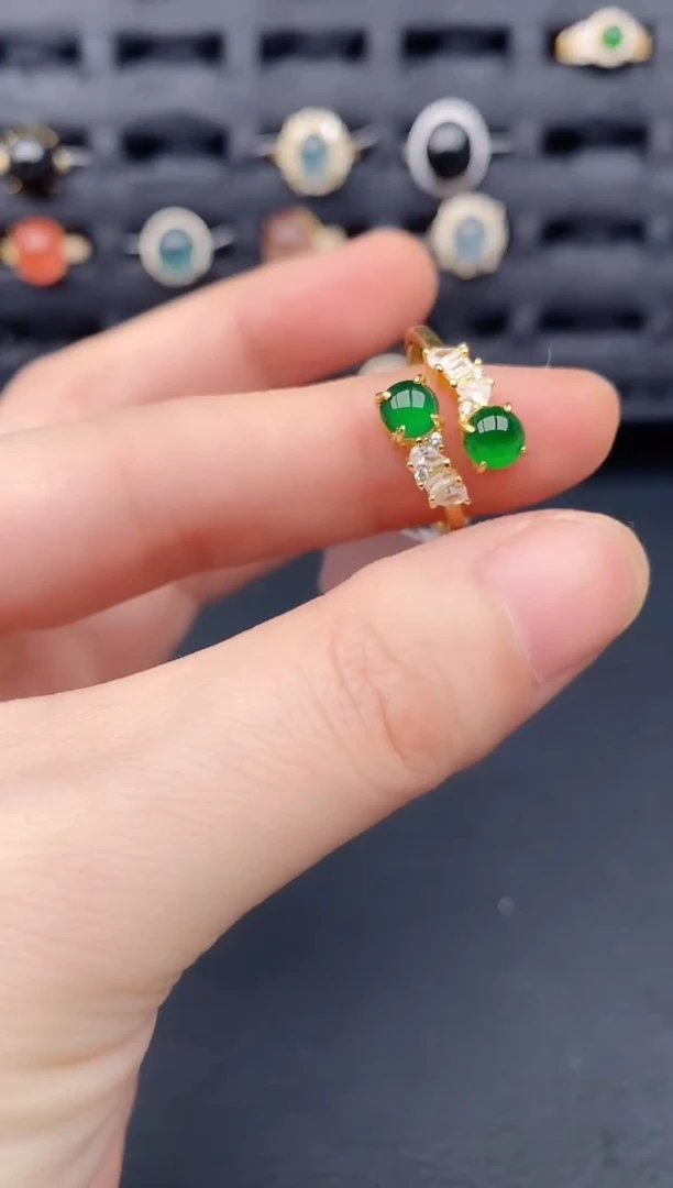 银S925镶嵌戒指翡翠天然a货翡翠141