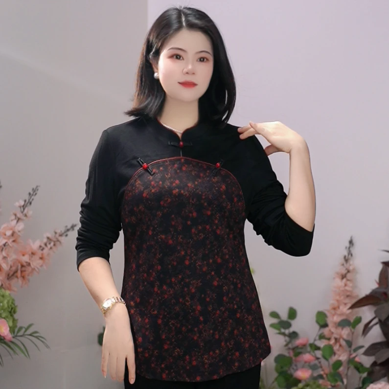 司缪【W5194】轻奢大码女装新中式妈妈装小衫中国风改良旗袍上衣