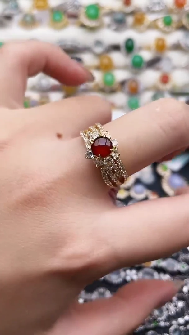 银S925镶嵌戒指翡翠89