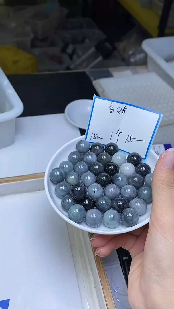 未镶嵌翡翠手饰乌鸡翡翠 散珠15mm1颗15元