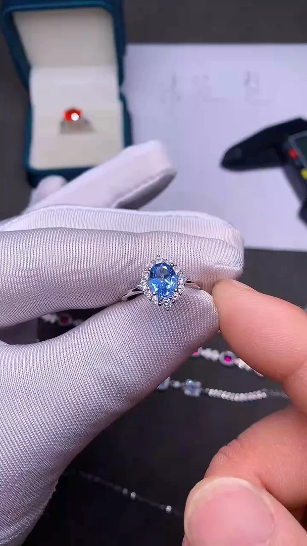 【闪购商品】海蓝宝石戒圈银S925镶嵌.........