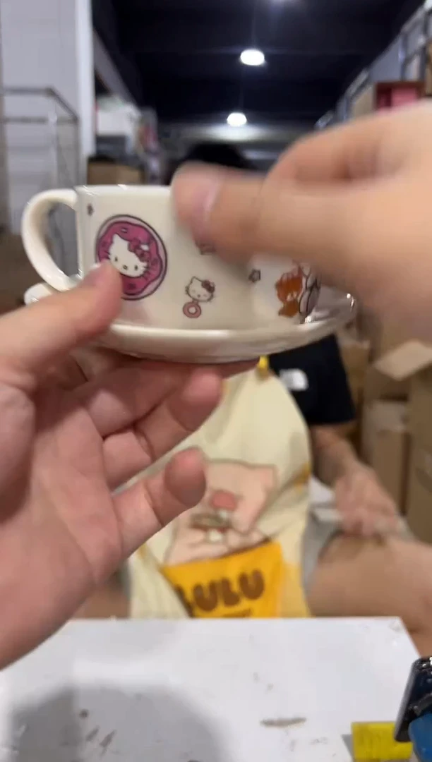 瓷片白色kt猫一杯一碟