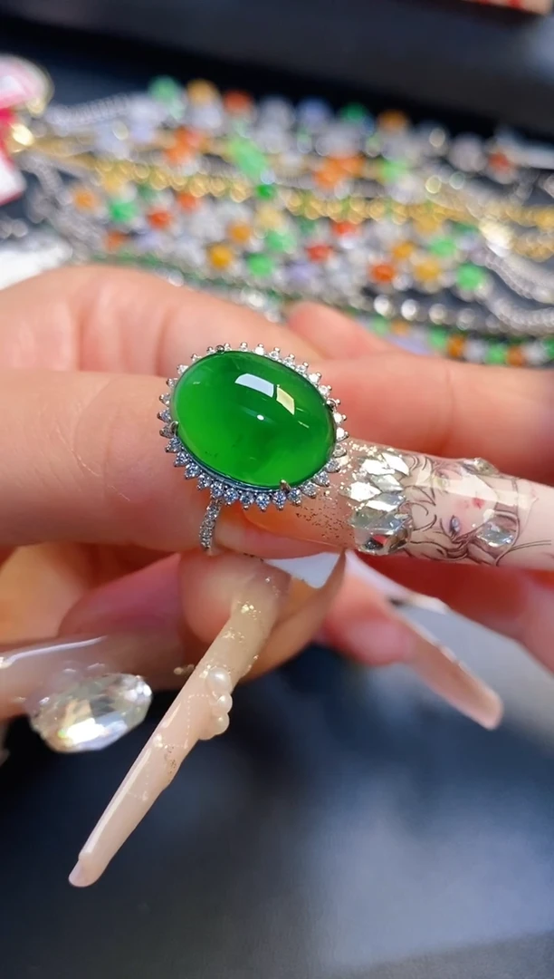 银S925镶嵌戒指翡翠天然