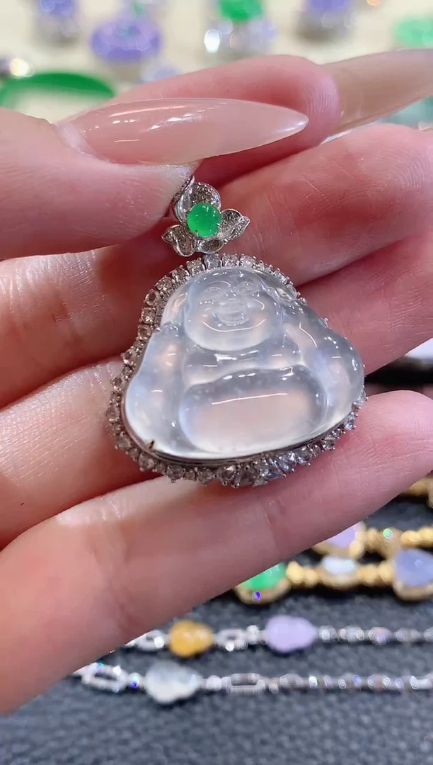 吊坠(不含链)18K金镶嵌翡翠D30