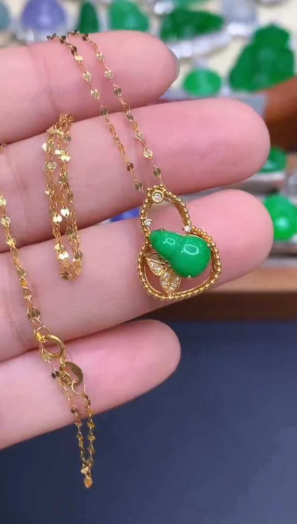 颈饰18K金镶嵌翡翠514-中国好珍宝