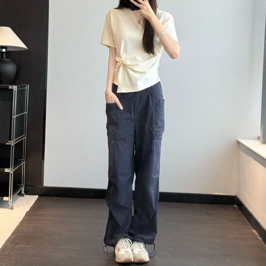 宝丫轻奢  女式时髦个性立体捏褶收腰短袖T恤上衣K3075