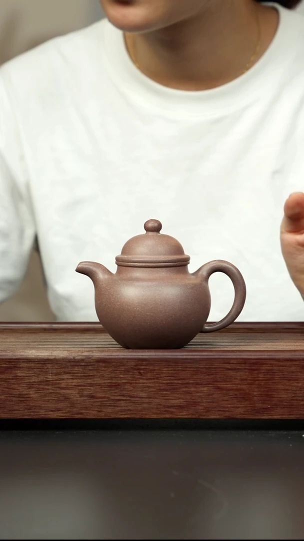 紫砂茶壶桃花泥 寿珍掇球 紫色