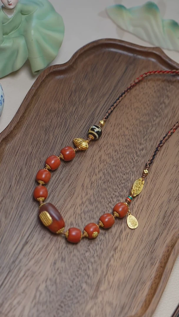 【闪购商品】南红玛瑙颈饰银S925镶嵌南红项链 多样性发一