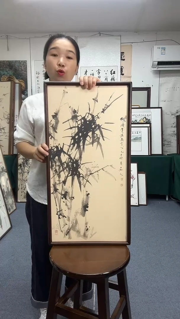 国画35*68实木画框京东包邮手绘