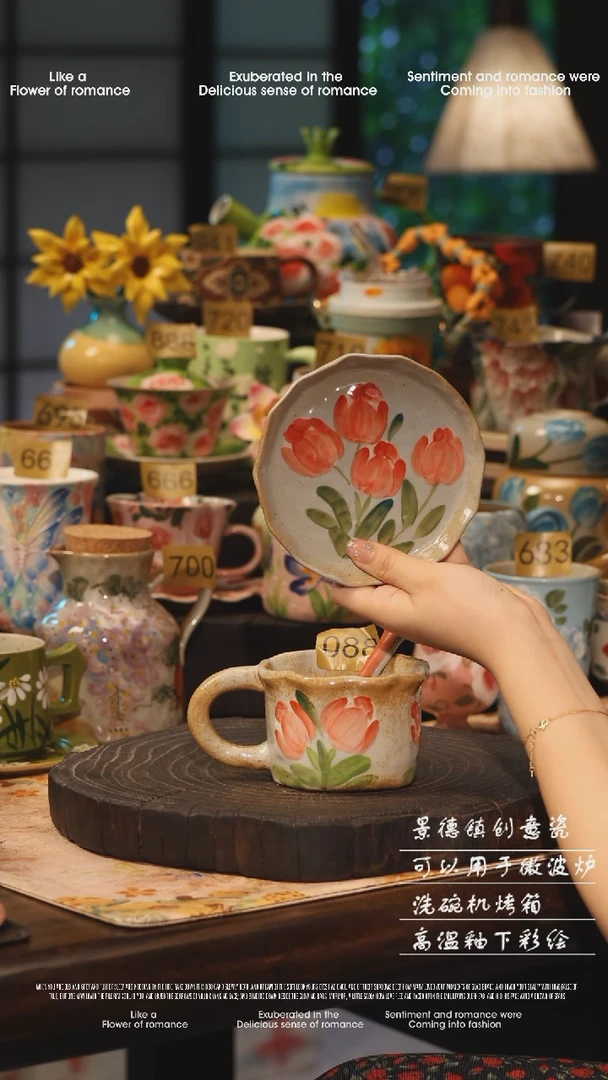 陶瓷088景德镇高温釉下彩绘设计师款式