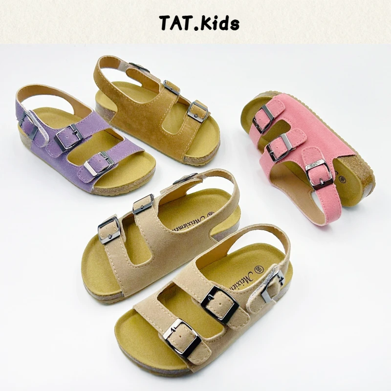 TAT 儿童勃肯凉鞋夏季复古软木沙滩鞋防滑露趾百搭男女童凉拖