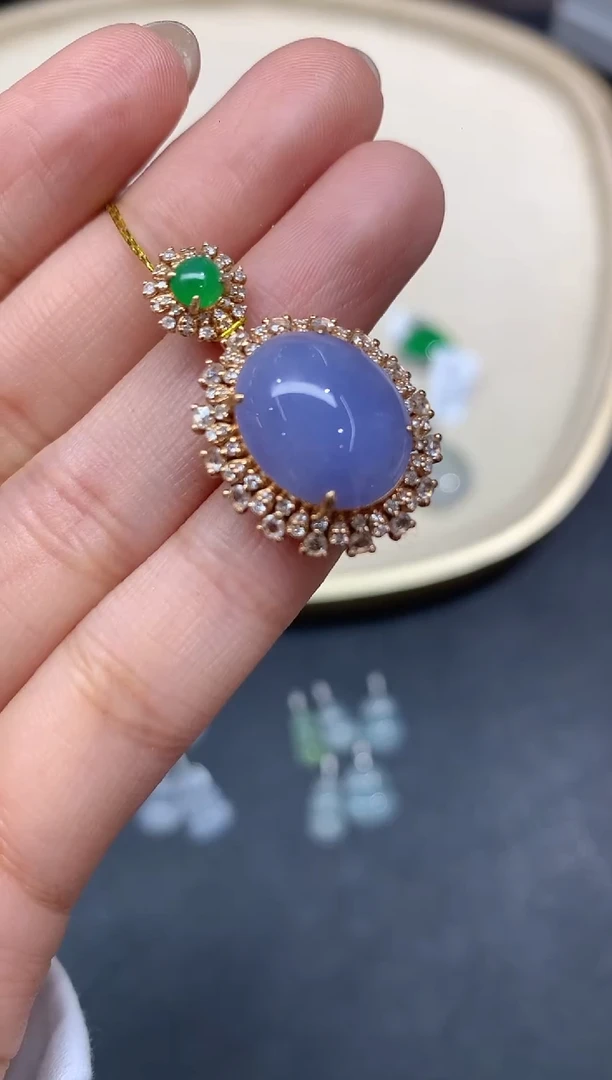 吊坠(不含链)18K金镶嵌翡翠吊坠A494|13800