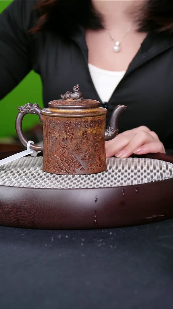 茶壶紫砂宜兴紫砂壶熊猫竹节h09089