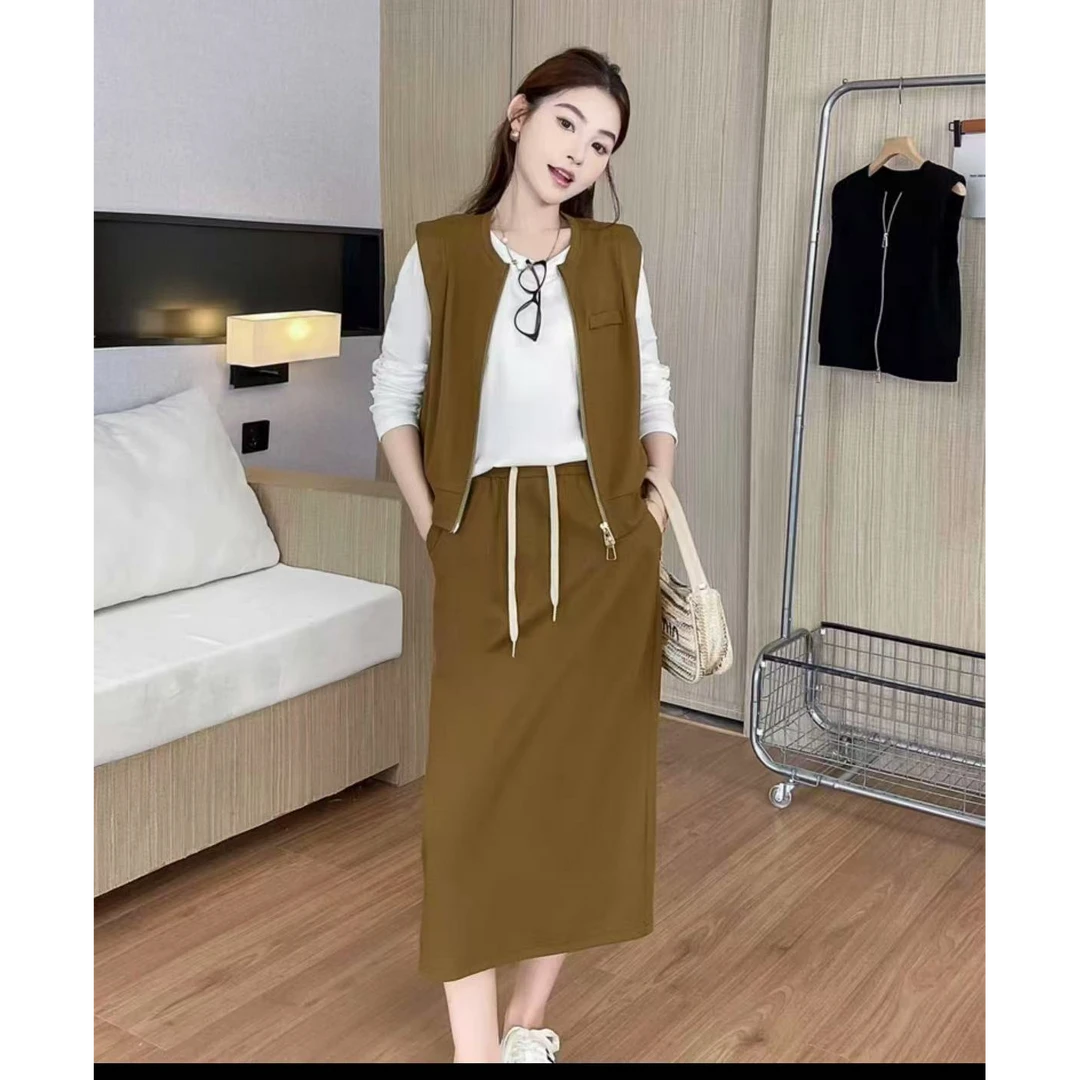 A18【衣长48裙长75】 2025春季时尚显瘦气质女士网红洋气三件套百搭