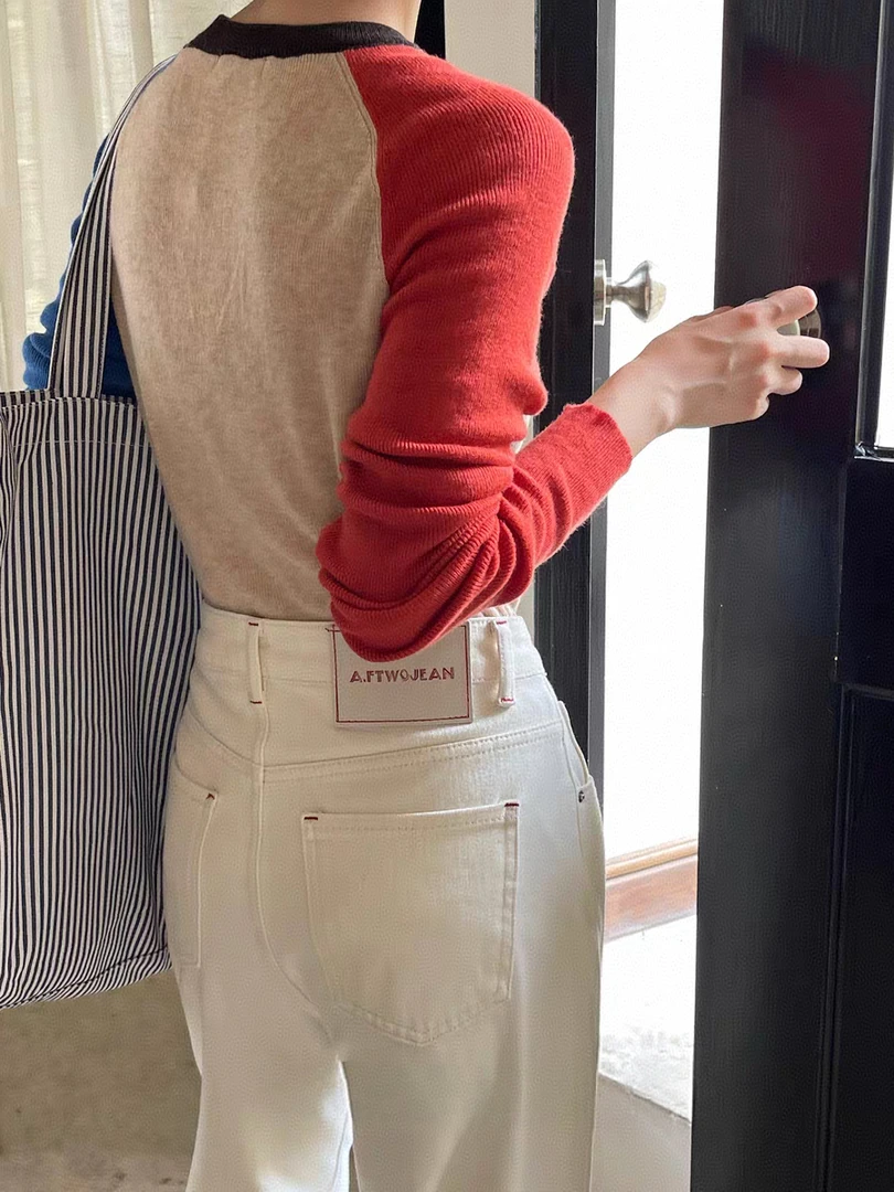 宝宝【82918】深圳南油MWMA英国轻奢新款米白色四面弹窄版直筒裤~