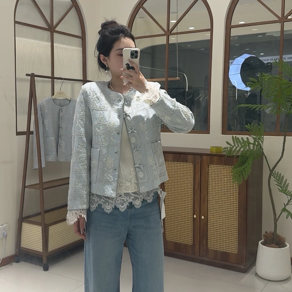 【思思专属】春季亮片明线国风外套韩系精致重工小香风外套女5822