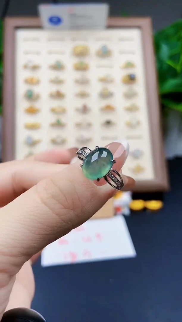 银S925镶嵌戒指翡翠12