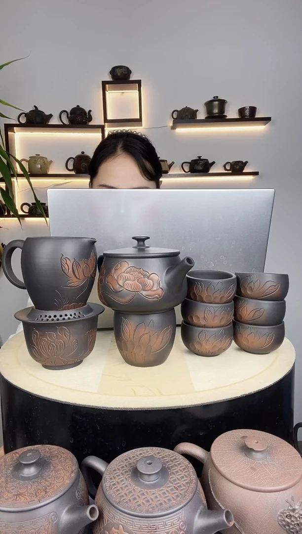 小*馆荷花350CC九件套+公道杯