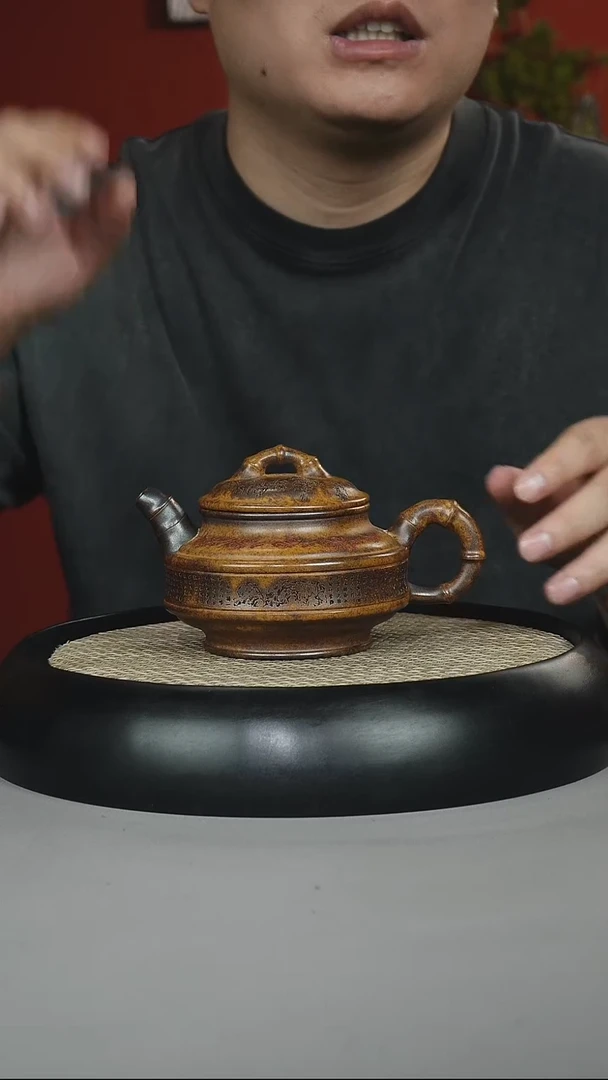 茶壶紫砂龙骨金砂 双线竹鼓