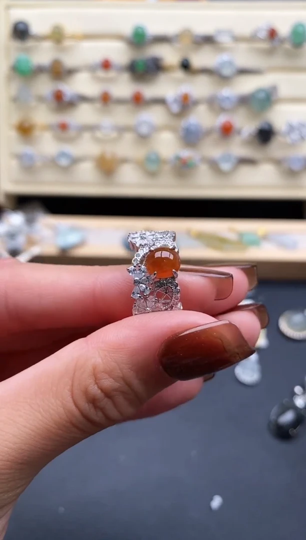 银S925镶嵌戒指翡翠4444444+10