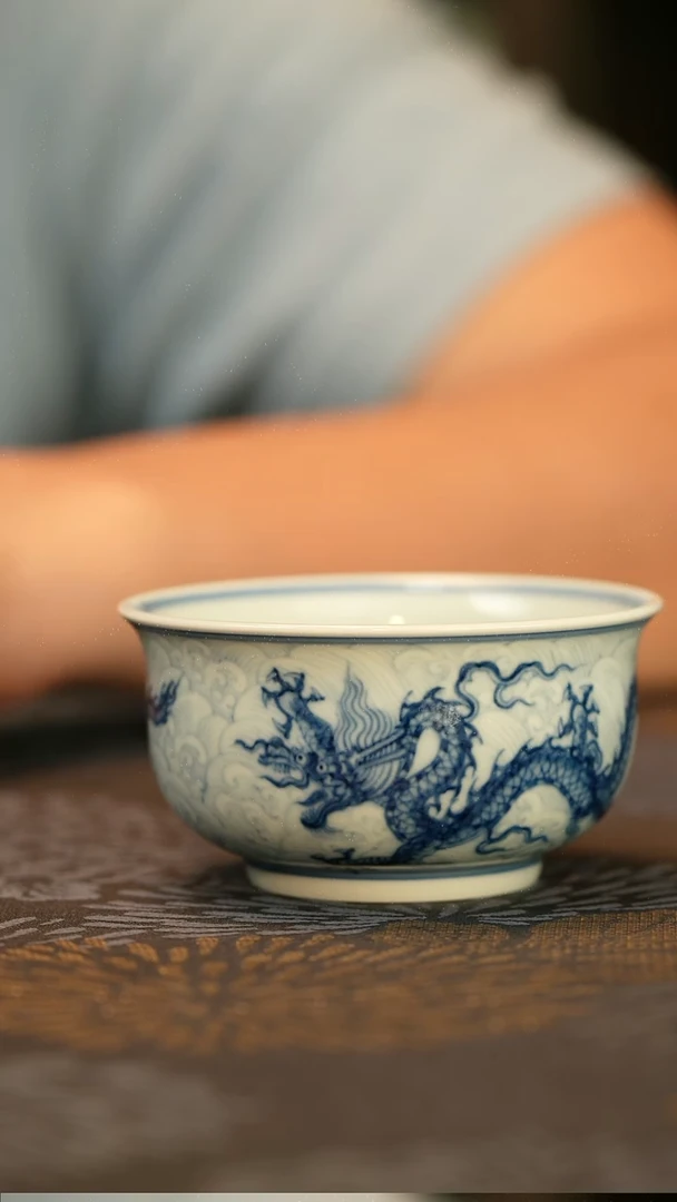 仿明青花淡海水深龙纹炉式