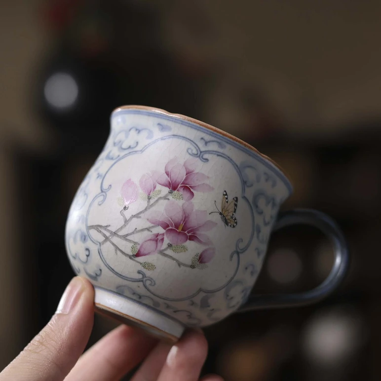 【朴云堂】玉兰蝴蝶咖啡杯  190cc（朴杯0554）