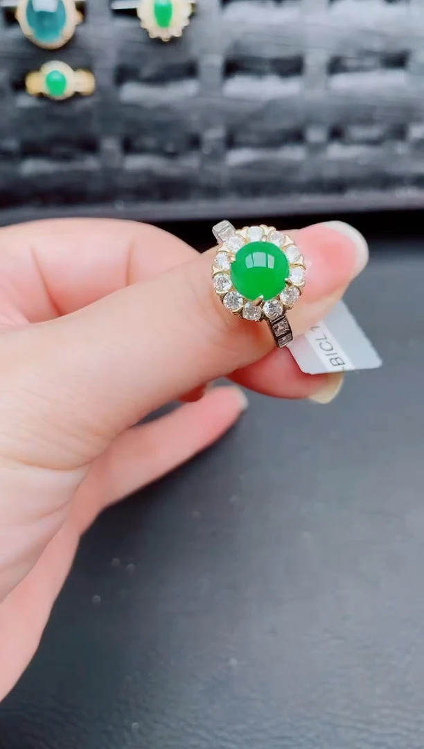 翡翠戒指银S925镶嵌天然a货翡翠66