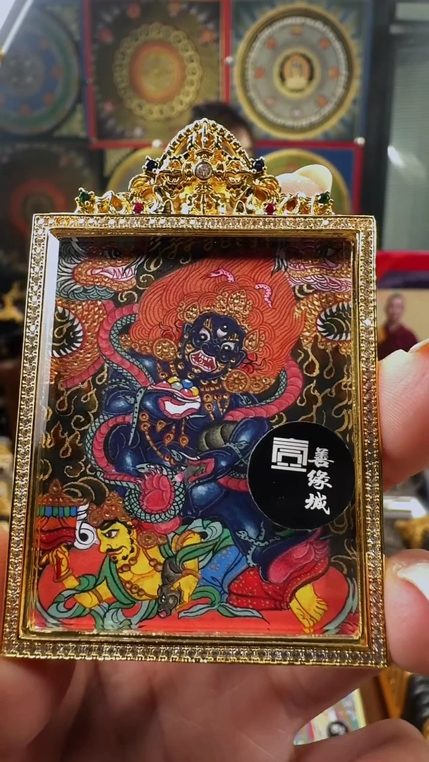 吊坠壹善缘城手绘唐卡黑C