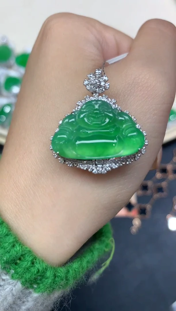 吊坠(不含链)18K金镶嵌翡翠吊坠A71|19800