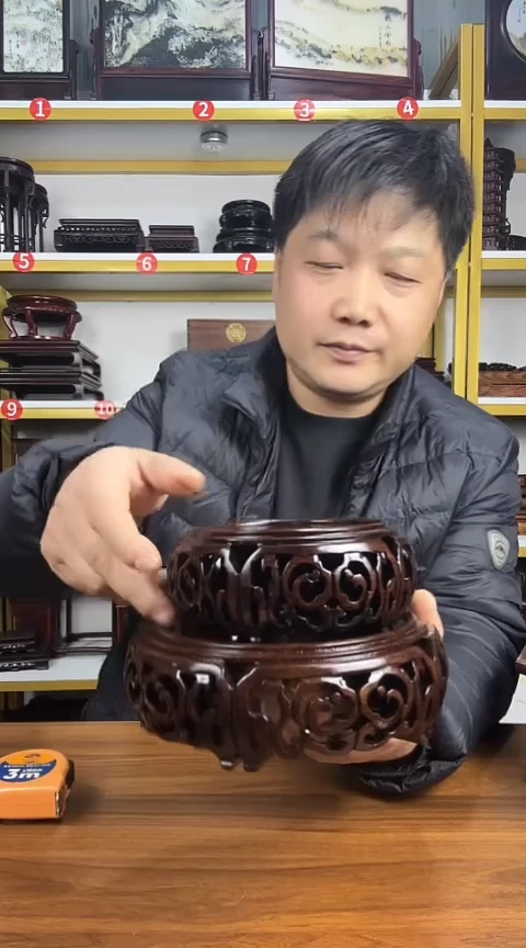木非洲黑檀圆底座14//10CM