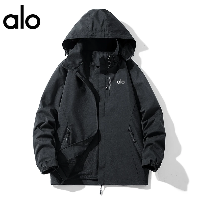 ALO精选纯色防风防水户外百搭宽松连帽冲锋衣适合登山旅游春秋季