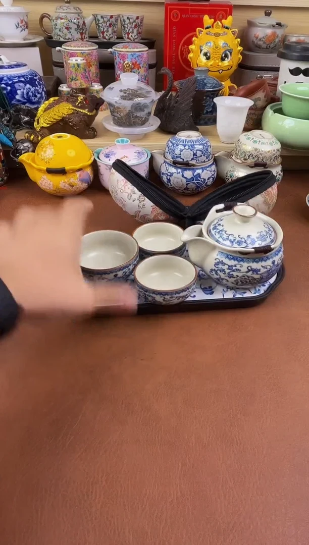 陶瓷茶具摆件旅行套组