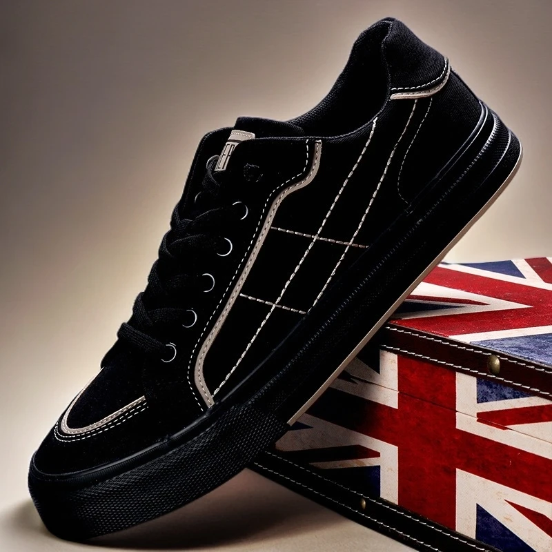 新款爆款男士帆布鞋年秋季新款平底百搭休闲鞋舒适透气低帮潮鞋男