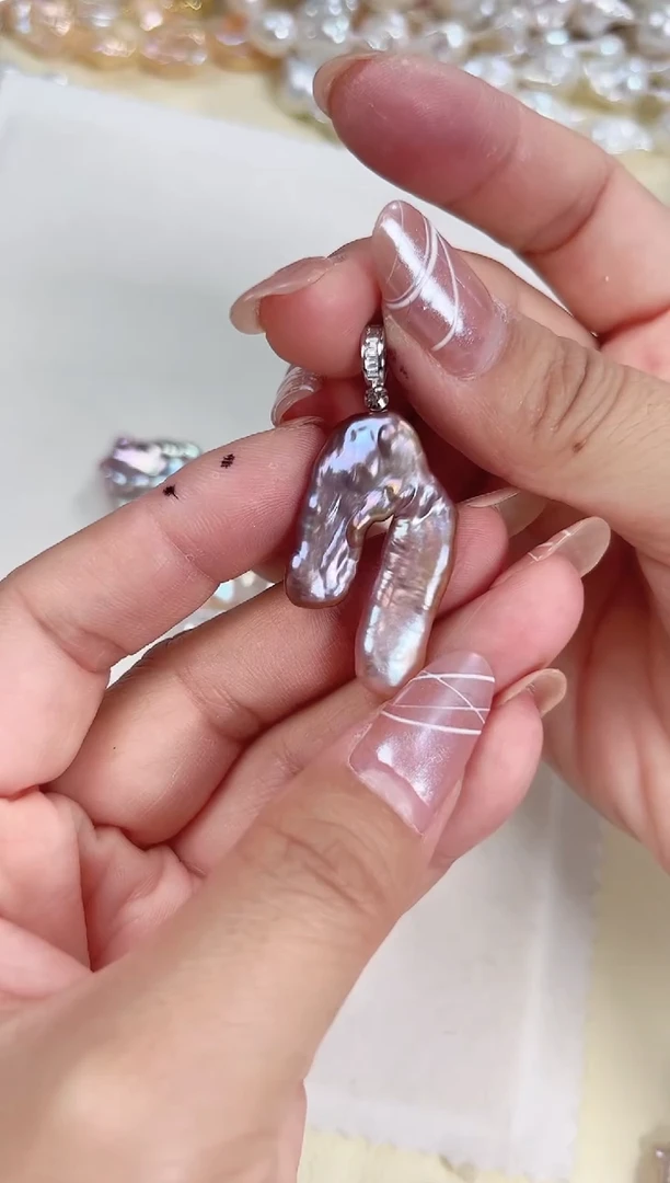 淡水珍珠银S925镶嵌吊坠(不含链)✨***?巴洛克