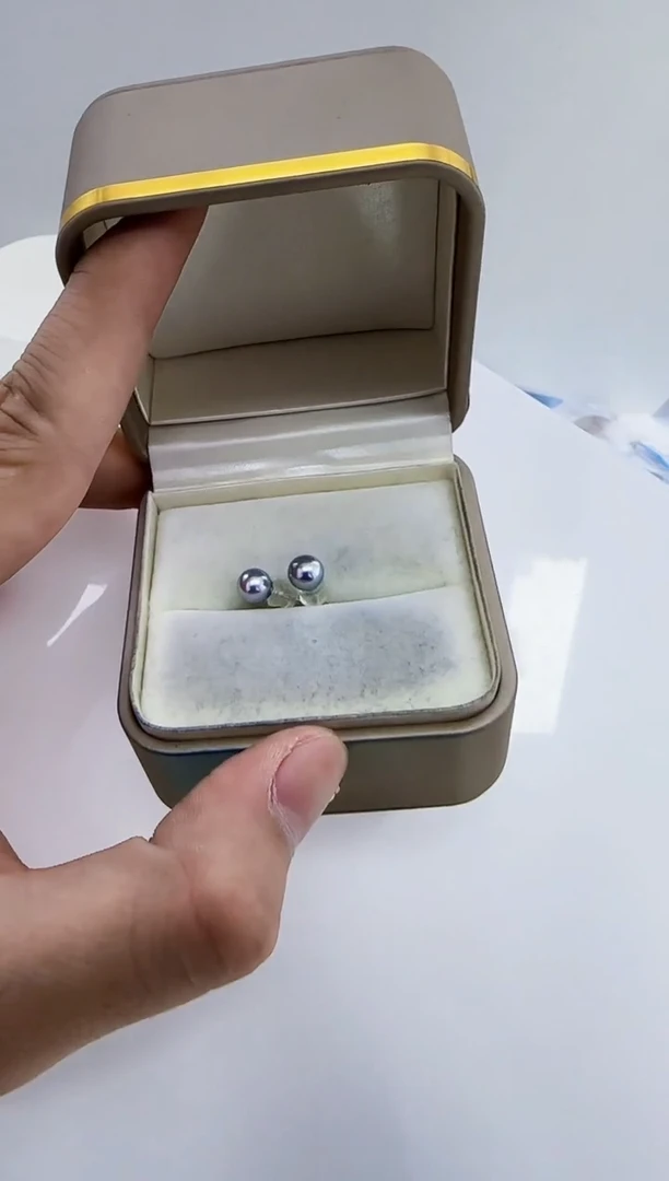 铂Pt900镶嵌海水珍珠DA珍珠耳饰6-7 y216