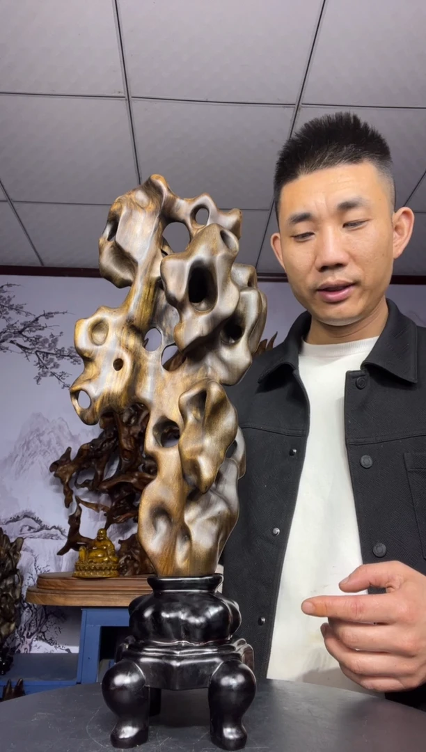 金丝楠木雕款沧**走金丝楠木工艺品摆件