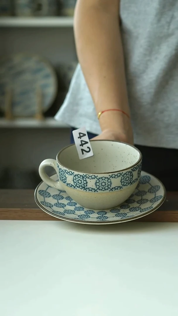 留**️442微瑕绣球300ml咖啡杯碟@4-2@