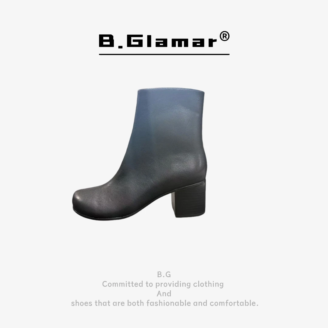 B.Glamar | 休闲风头短靴高跟（5cm）HYZC001