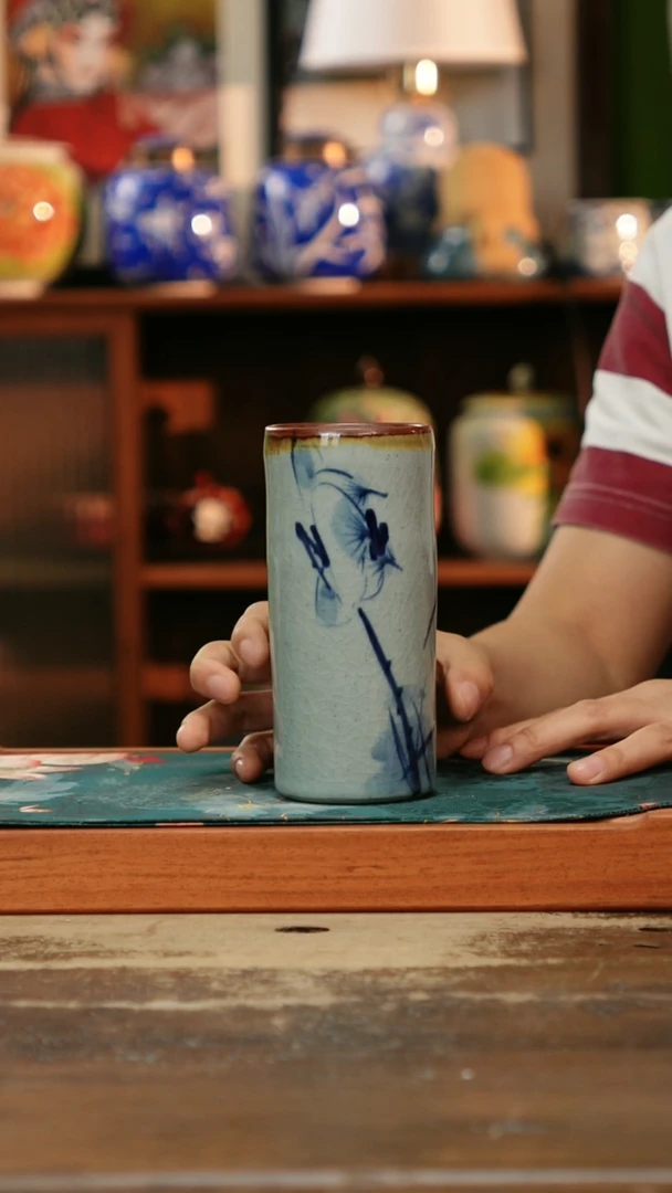 杯景德镇纯手工釉下彩精品茶具水杯