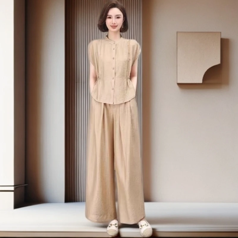 【雅岚女装】时尚洋气显瘦妈妈装气质夏季套装休闲新款高贵洋气短袖