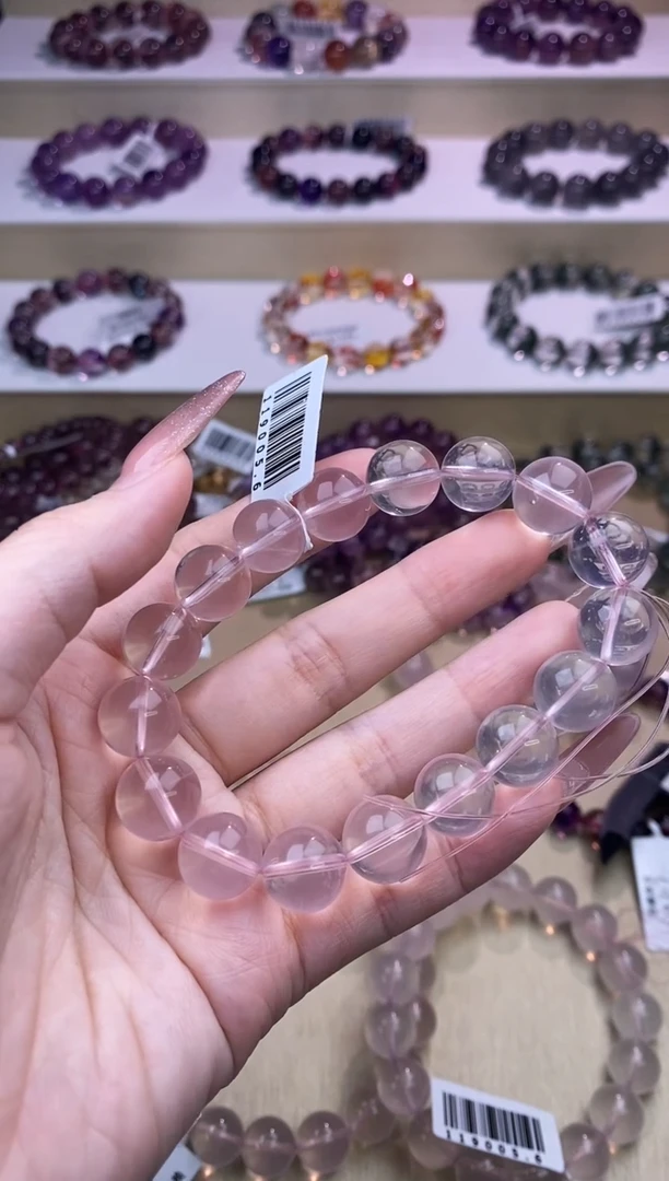 芙蓉石手链未镶嵌马粉水晶12m+