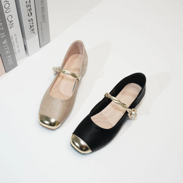 81977-2大码女鞋真皮玛丽珍女鞋平底浅口单鞋软底低跟舒适妈妈鞋